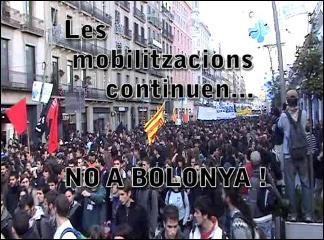 Manifestació contra el procés de Bolonya. 20-20-08 a Barcelona.