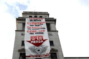 Acció a Barcelona el 25 de setembre del 2010, acte reivindicatiu previ a la vaga general.<br/>
