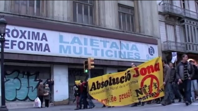 Manifestación en Barcelona por la absolución de Jona.+ info: Nuestra vida loca