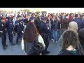 Concentració de protesta per les agressions policials als estudiants del IES Lluís Vives d·ahir (15/02/2012). Centenars d·estudiants han ocupat el Carrer Xàtiva, davant de l·Estació del Nord, tallant el transit. La policia molt nerviosa ha començat a carregar intentant arrestar a alguns d·ell*s.El resultat ha sigut de 6 estudiants detingudes.