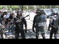 Després de la manifestació pacífica centenars d·antiavalots prenen la Castellana. Responen amb bales de goma i cops de porra als petards dels manifestants. No dubten fins i tot en disparar als periodistes, resultant més d·un ferit. En total 23 ferits i 7 detinguts.