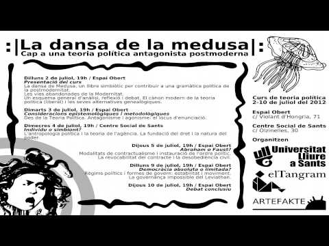 Fa un temps el post més llegit del bloc de Raimundo Viejo http://raimundoviejovinhas.blogspot.com va animar a El Tangram a proposar-li un experiment d·allò més interessant: escriure un llibre simbiòtic a 4 mans. Amb la col·laboració (no menys simbiòtica), de la Universitat Lliure de Sants, Artefakte i El Tangram l·estiu del 2012 es realitzà un curs amb el mateix nom per debatre el llibre que en va resultar finalment.La dansa de Medusa, un llibre simbiòtic per contribuir a una gramàtica política de la postmodernitat.