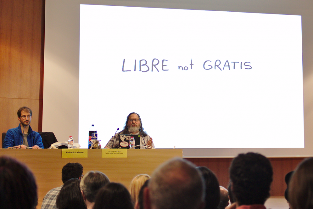En l·àmbit del I Congrés de Sobirania Tecnològica celebrat a Barcelona el passat 19 i 20 de febrer, Richard Stallman va oferir una xerrada sobre els objectius i la filosofia del moviment del Programari Lliure.