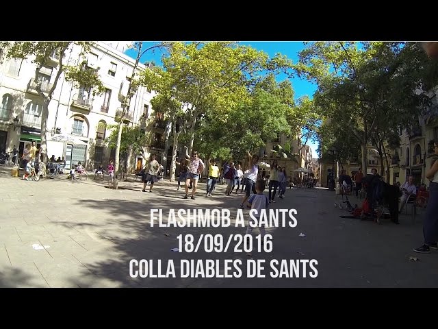 Flashmob organitzada per la colla diables de Sants per promocionar la festa pròpia del 1 Octubre del 2016.Gràcies a la participació d·amics i de la colla de diables per poder realitzar-la.musica: mezclat de cançons