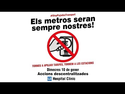 10-01-2018 Barcelona. Acció de la Plataforma Stop Pujades Transport, a l·estació d·Hospital Clínic de la L5