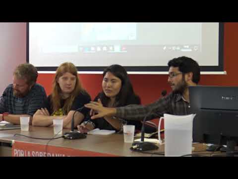 Barcelona, 24/05/2018.- Primera part del Negoci del gas, impactes i resistències. Taula rodona de la campanya ·Unidas frente al gas #Unitedbeyondgas ·.Amb la participació d· Oliveria Montes, Carlos Manuel Juarez, Fernando Cabrera (Opsur), Alfons Perez (ODG).